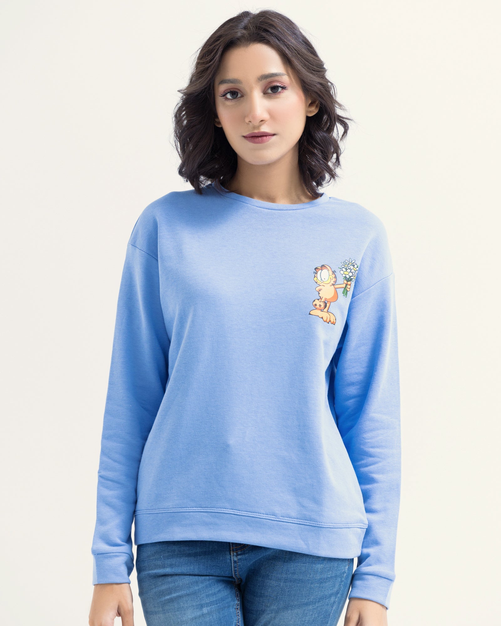 GARFIELD X SHEIN Young Girl Cartoon Printed Sweatshirt And