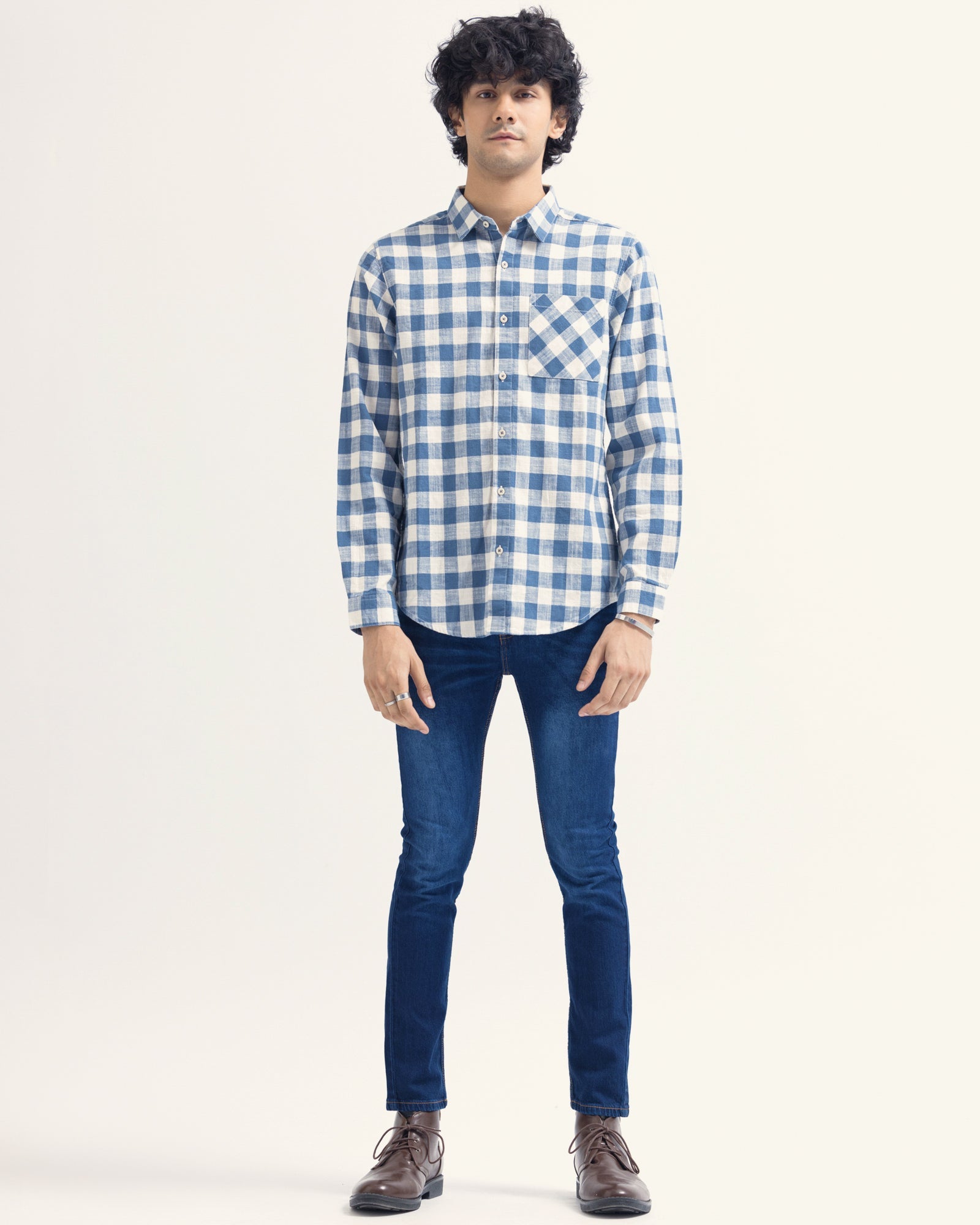 Men Button Up Checked Shirt For MEN - ENGINE