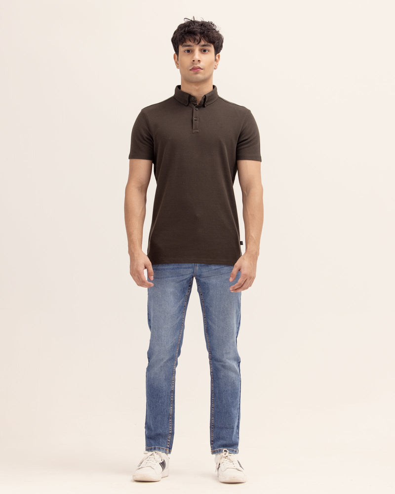 Men Solid Polo Tee - Engine - Buy Now
