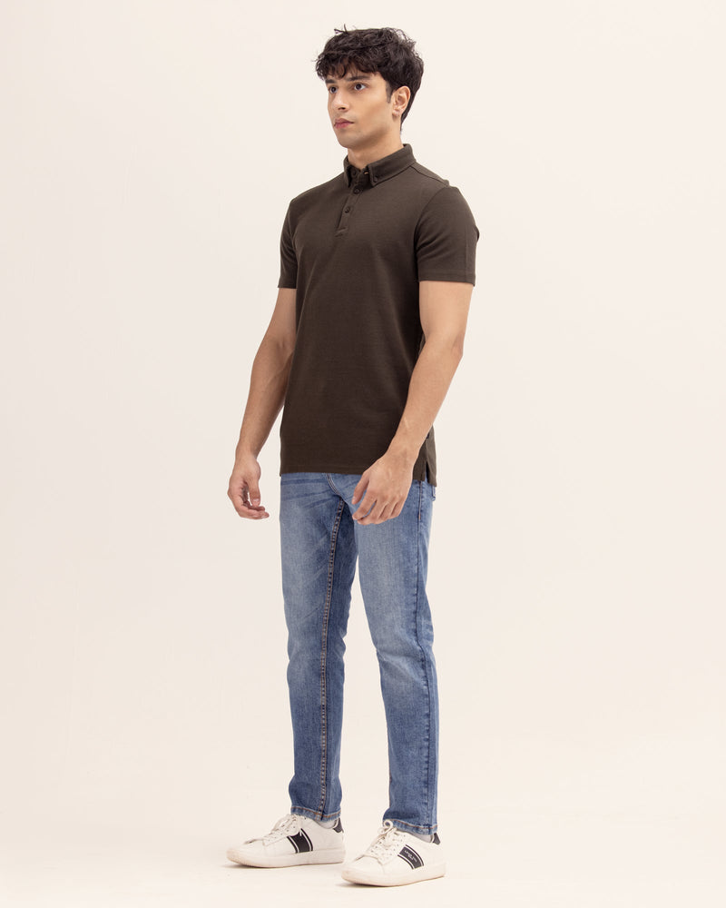 Men Solid Polo Tee - Engine - Buy Now