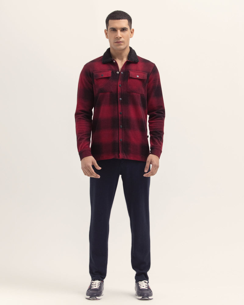 Men Maroon Color Fashion Long Sleeve Button Down - Engine - Buy Now