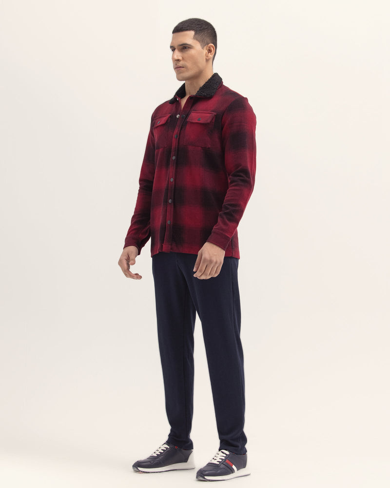 Men Maroon Color Fashion Long Sleeve Button Down - Engine - Buy Now