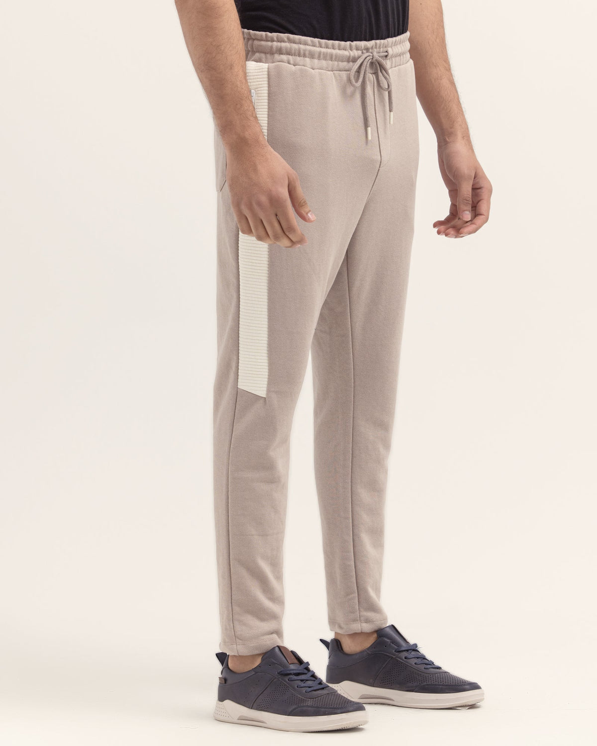 Men Biege Color Panel Straight Trouser - Engine - Buy Now