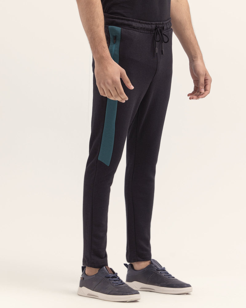 Men Black Color Terry Panel Straight Trouser - Engine - Buy Now