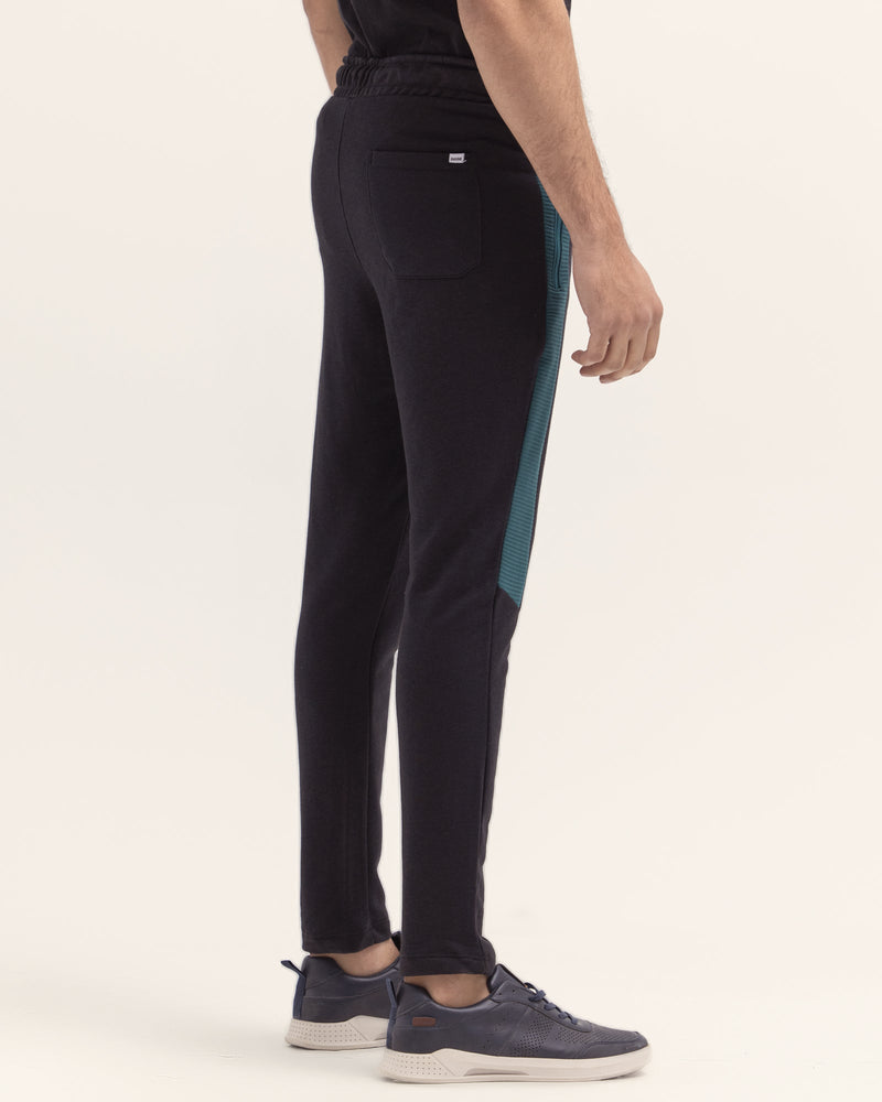 Men Black Color Terry Panel Straight Trouser - Engine - Buy Now