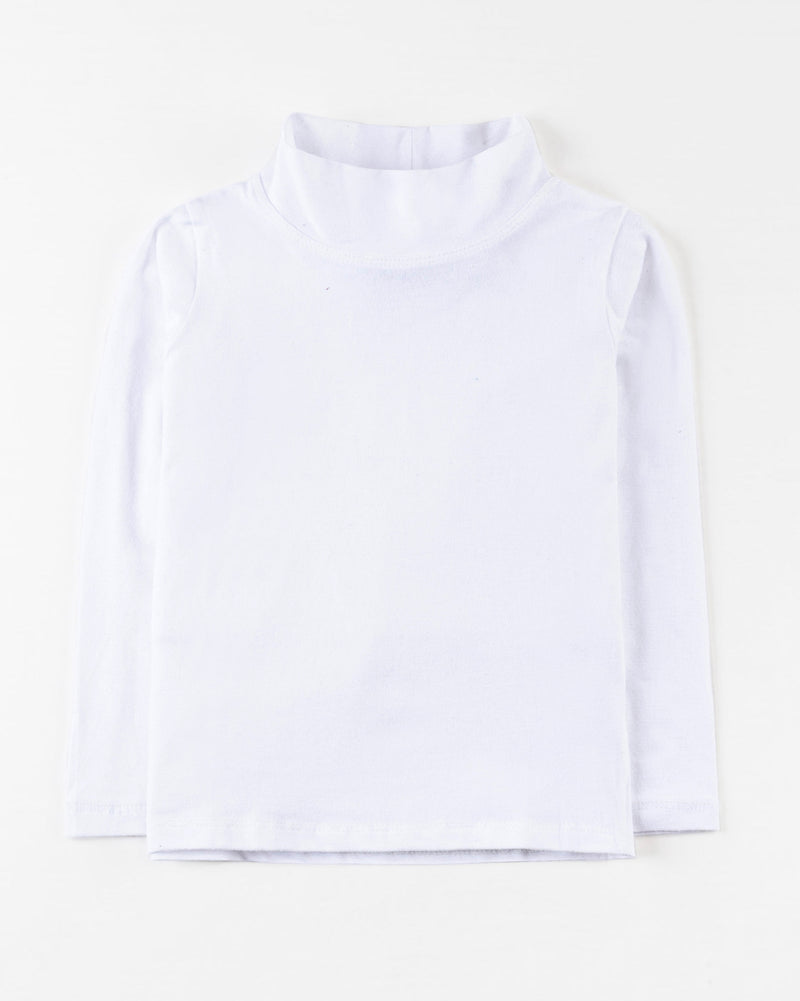 Girls White Color Lycra Jersey Mock Neck Knit Top - Engine - Buy Now