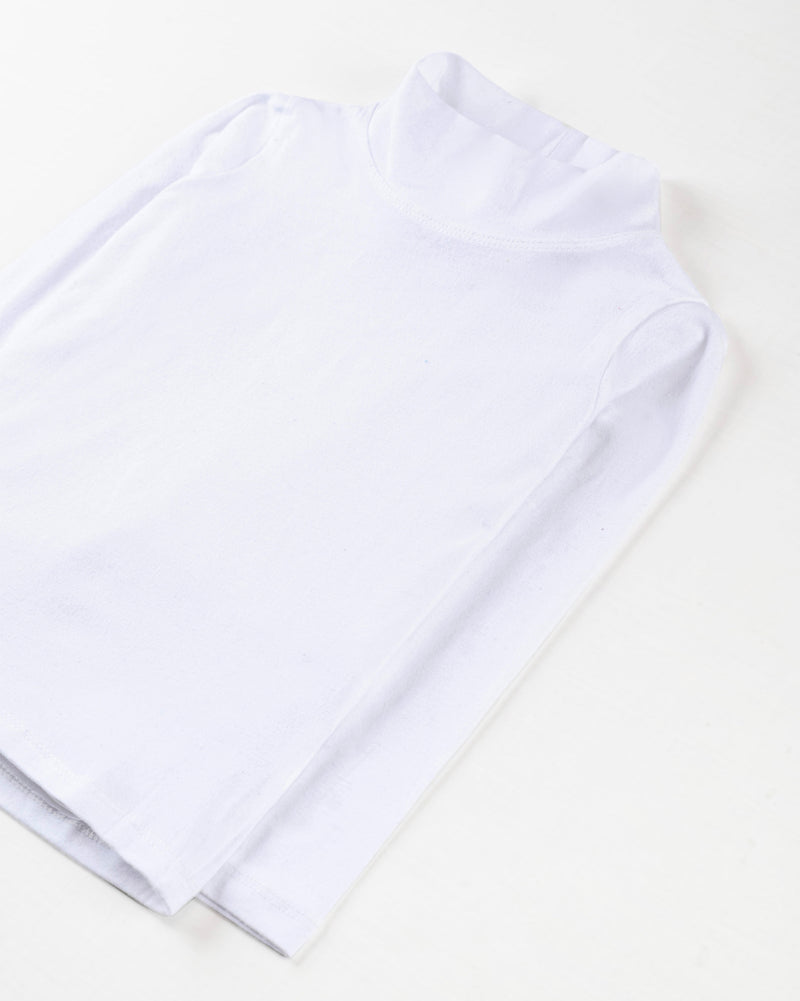 Girls White Color Lycra Jersey Mock Neck Knit Top - Engine - Buy Now