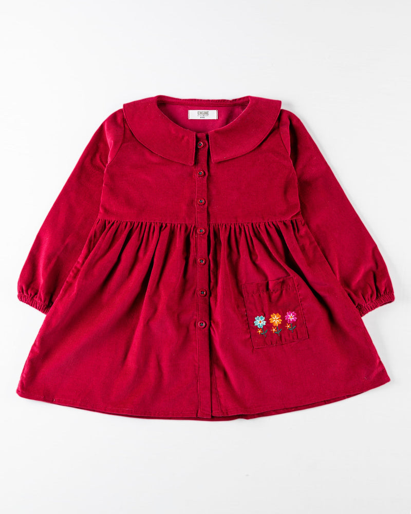 Girls Maroon Color Corduroy Woven Top - Engine - Buy Now