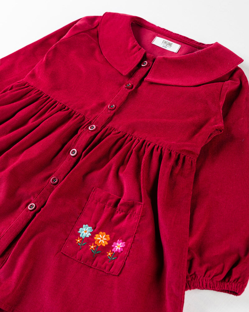 Girls Maroon Color Corduroy Woven Top - Engine - Buy Now